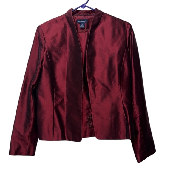 Vintage Ann Taylor Burgundy Silk Jacket & Vest Size 10 - Picture 1 of 10